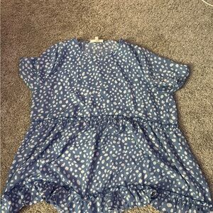 Blue Polka Dot Women's Top